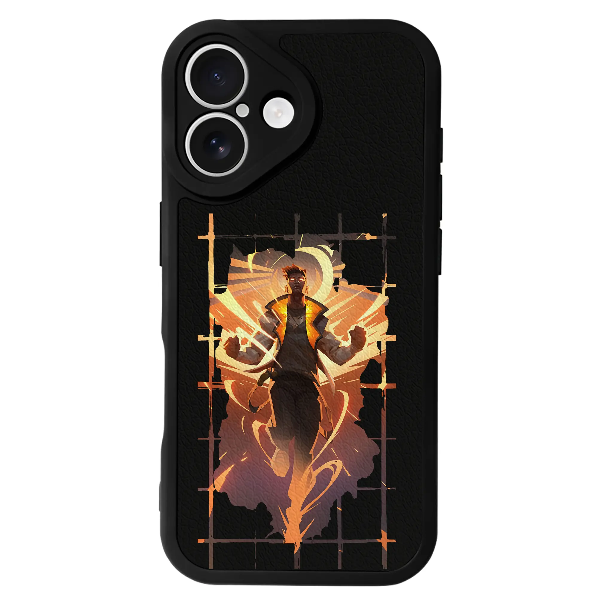 VALORANT グッズ,フェニックス - IPhone 16シリーズ対応 ・ シリコンスマホケース ・ レザー調 ・ 高精度フィット ・ 耐衝撃 ・ ワイヤレス充電対応 ・ 精密カット